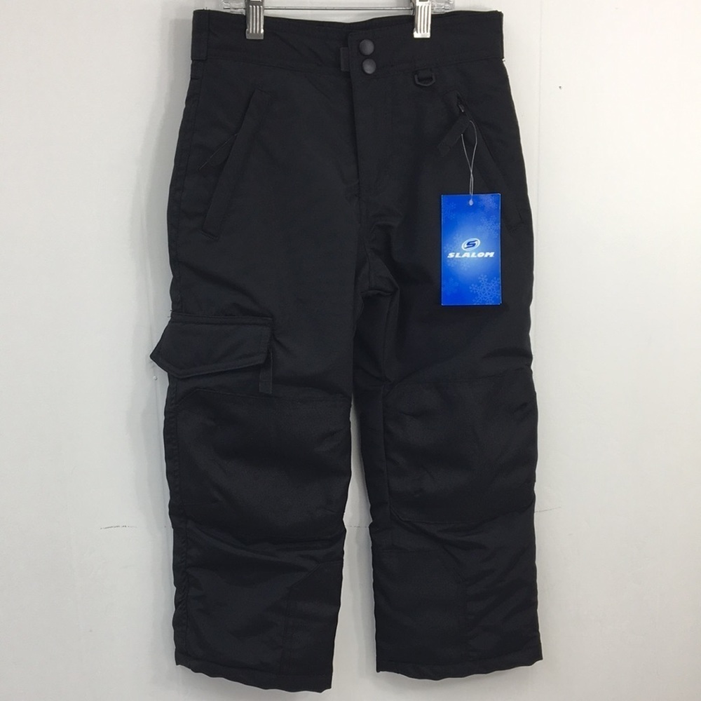 Slalom Kids Black Pull-On Snow Pants With pockets Size XS 4/5 NEW With Tags